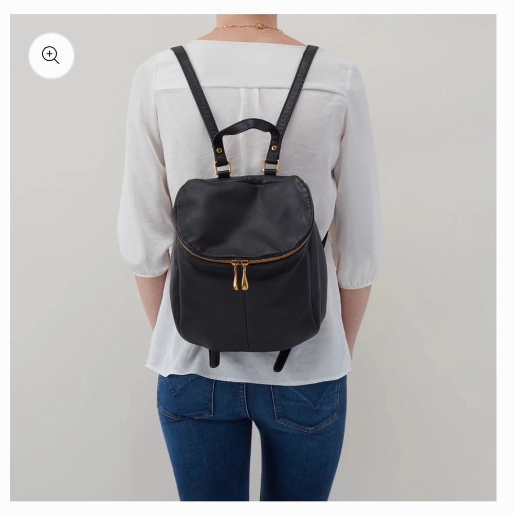 HOBO River Black Pebbled Leather Backpack Purse EUC